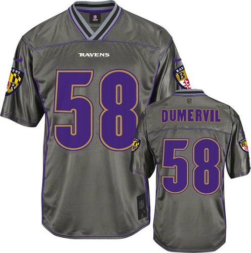 Men's Limited Elvis Dumervil Nike Jersey Grey - #58 Vapor NFL Baltimore Ravens